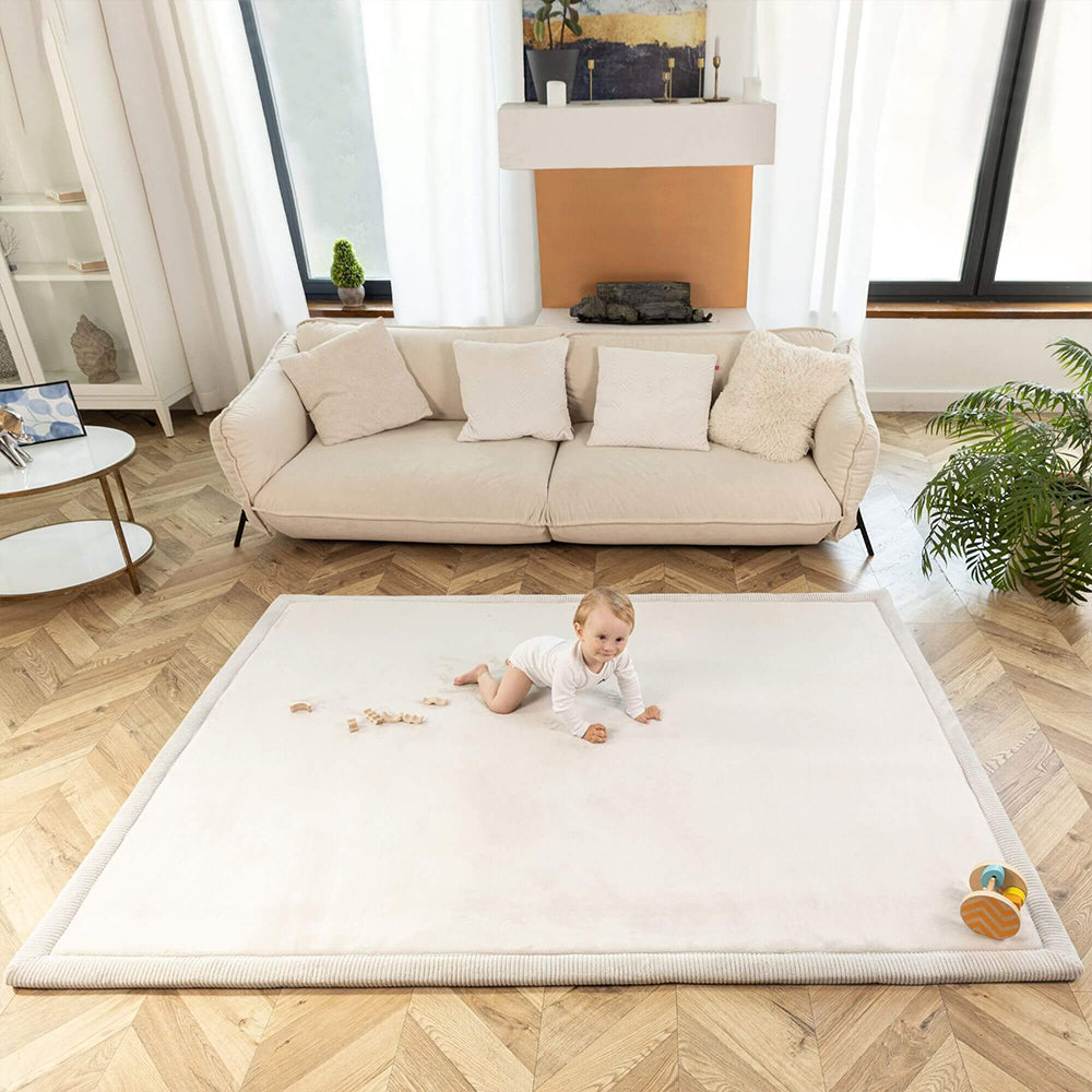 Hakuna Matte Coral Velvet Play Mat with Memor Foam - Grey