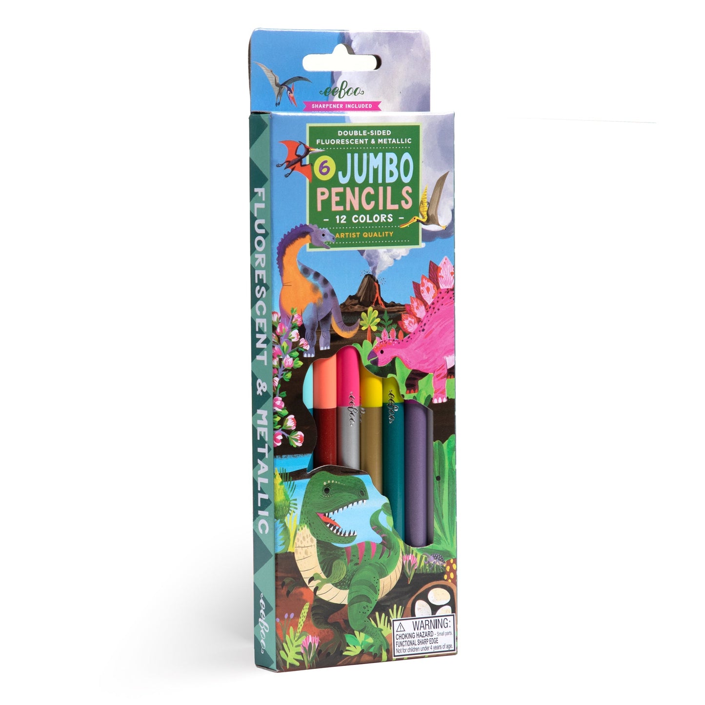 Dinosaur 6 Jumbo Double-Sided Pencils, eeBoo