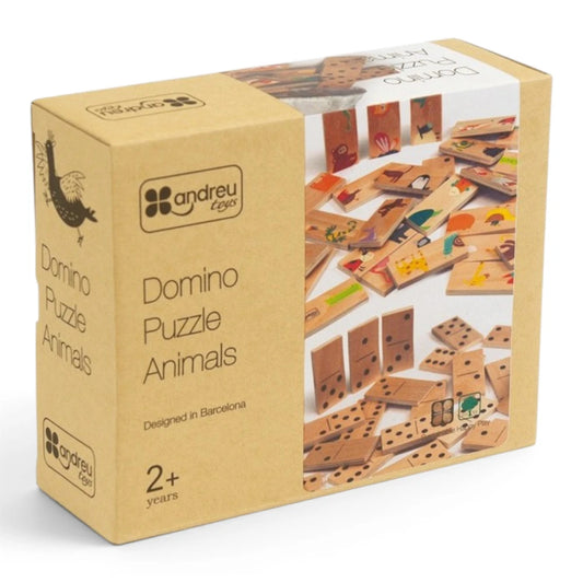 Wooden First Puzzle for Kids 2+ 28 Pieces: Domino Animals, Andreu Toys