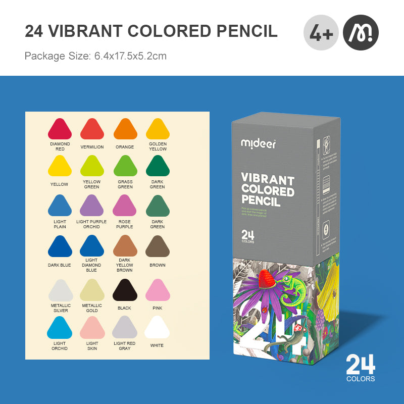 Vibrant: 24 Colors, Colored Pencil Set for Kids 3+