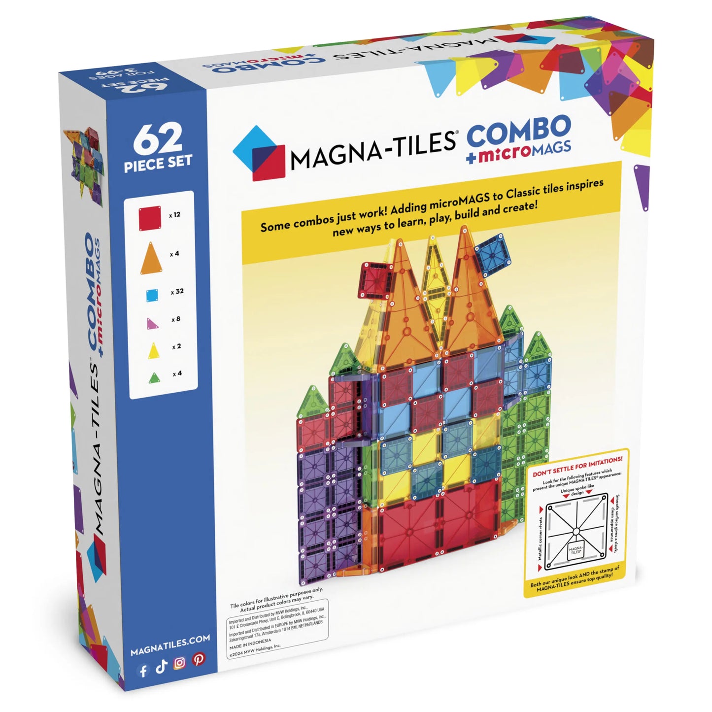 Combo microMAGS & Classic tiles 62-Piece Set Magna-Tiles