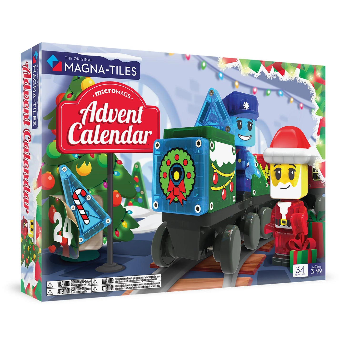 microMAGS Advent Calendar 34 Piece Set, For Kids 3+