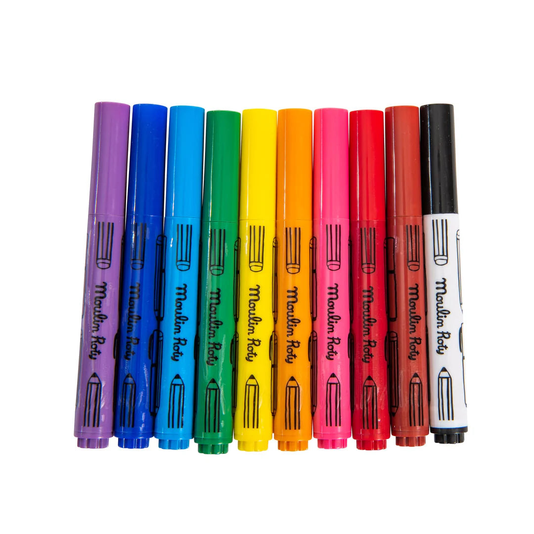 My first 10 felt tip pens Les Popipop, Moulin Roty