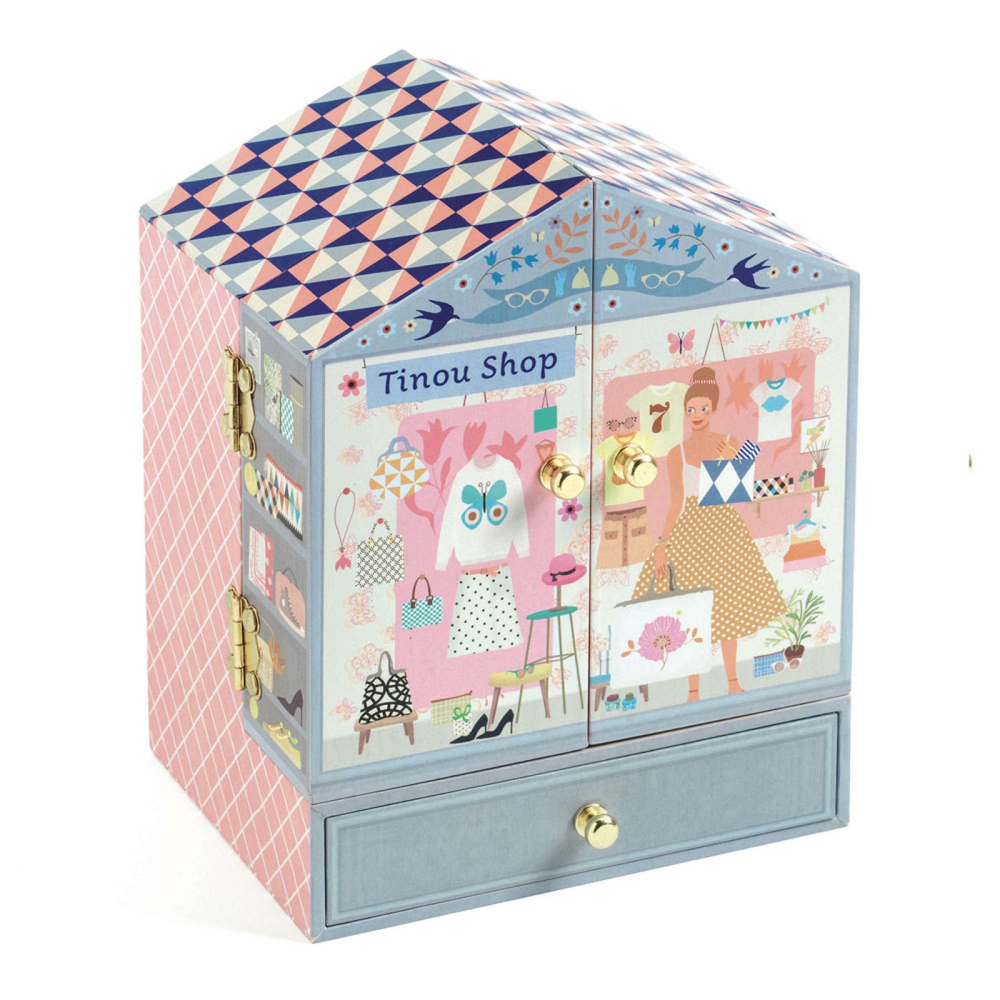 Tinou Shop, Musical Jewelry Box, 3-Drawer Shop-Themed Keepsake Box