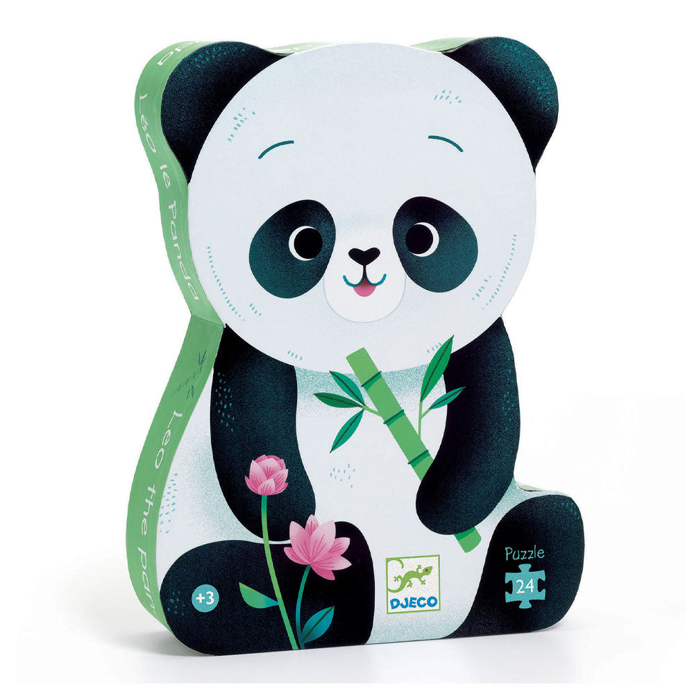 Leo the Panda, Silhouette Puzzle 24 Pieces, Panda-Shaped Storage Box