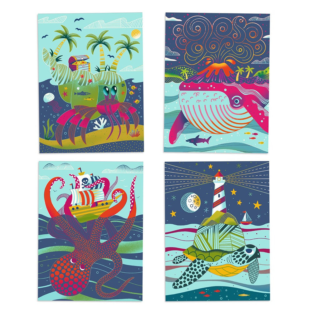 Djeco Art and craft Small gifts for older ones - Scratch cards Topsy-turvy