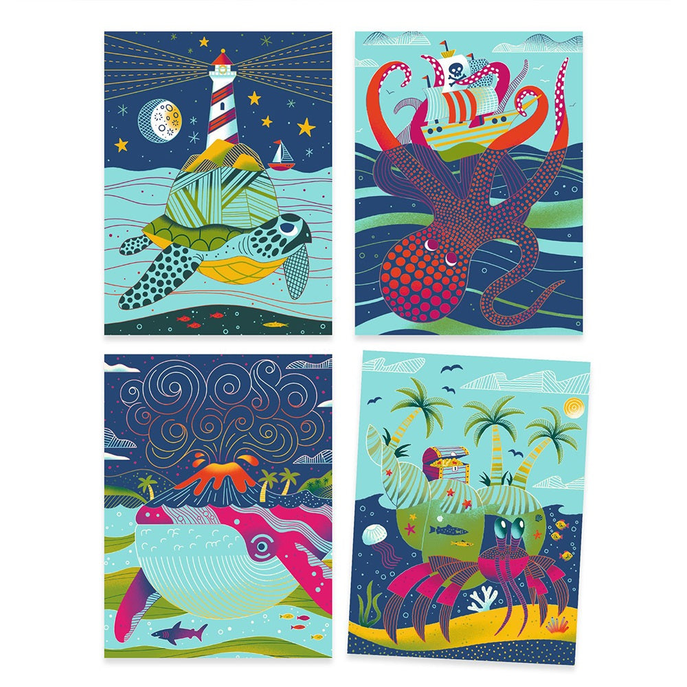 Djeco Art and craft Small gifts for older ones - Scratch cards Topsy-turvy