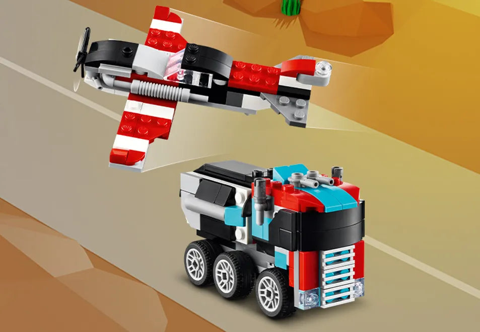Flatbed Truck with Helicopter 31146, Lego Creator 3-in-1