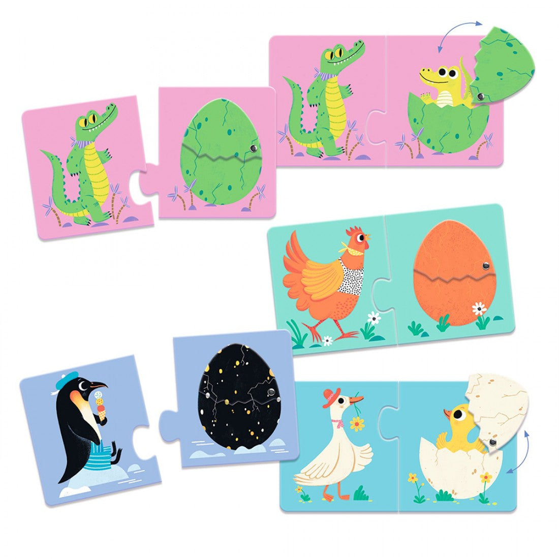 Djeco DUO-Puzzle Funny eggs