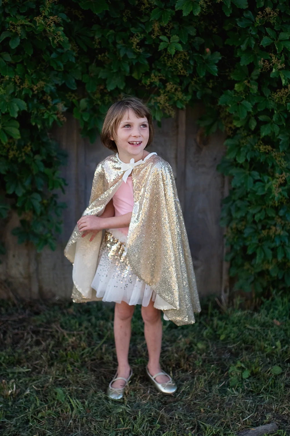 Gracious Gold Sequins Cape For Kids 5-6