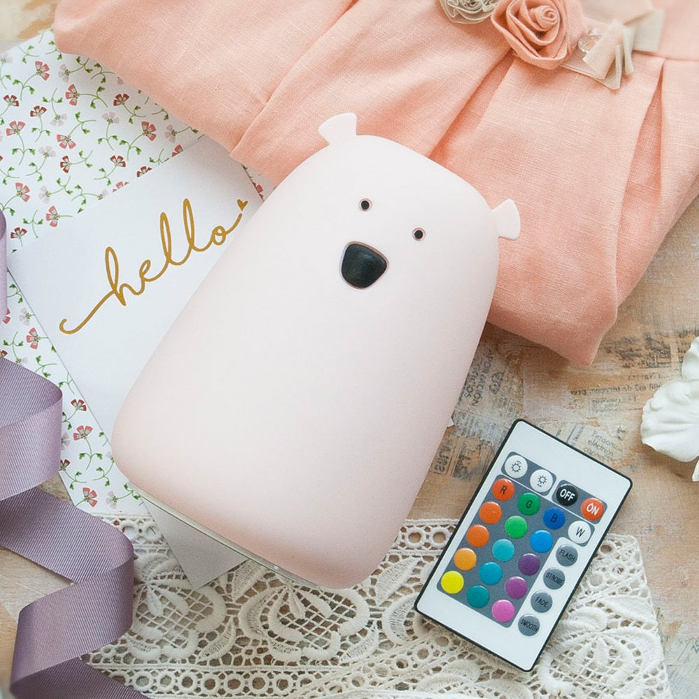Rabbit & Friends white bear lamp with a remote control