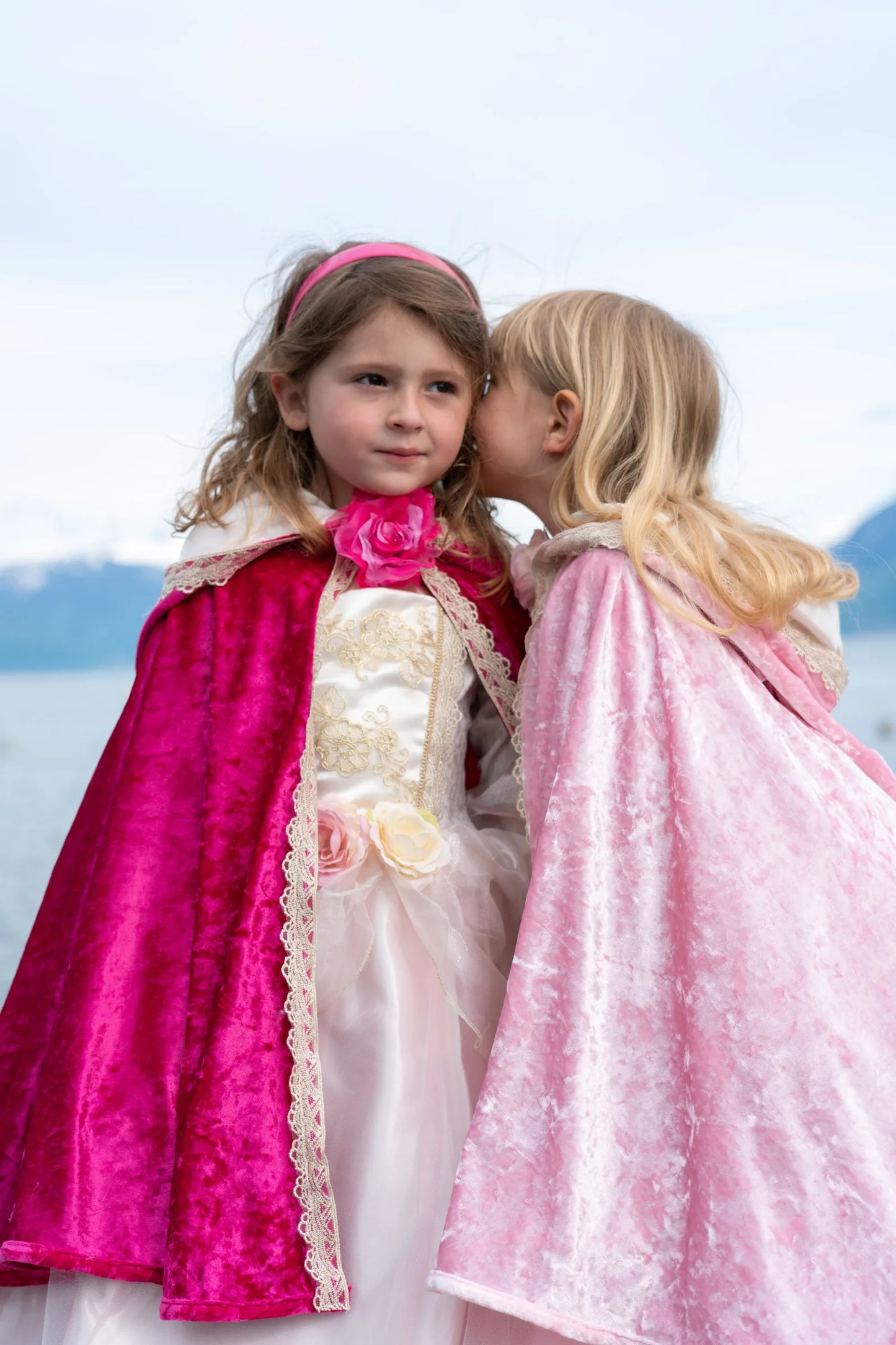 Deluxe Pink Rose Princess Cape For Kids 7-8