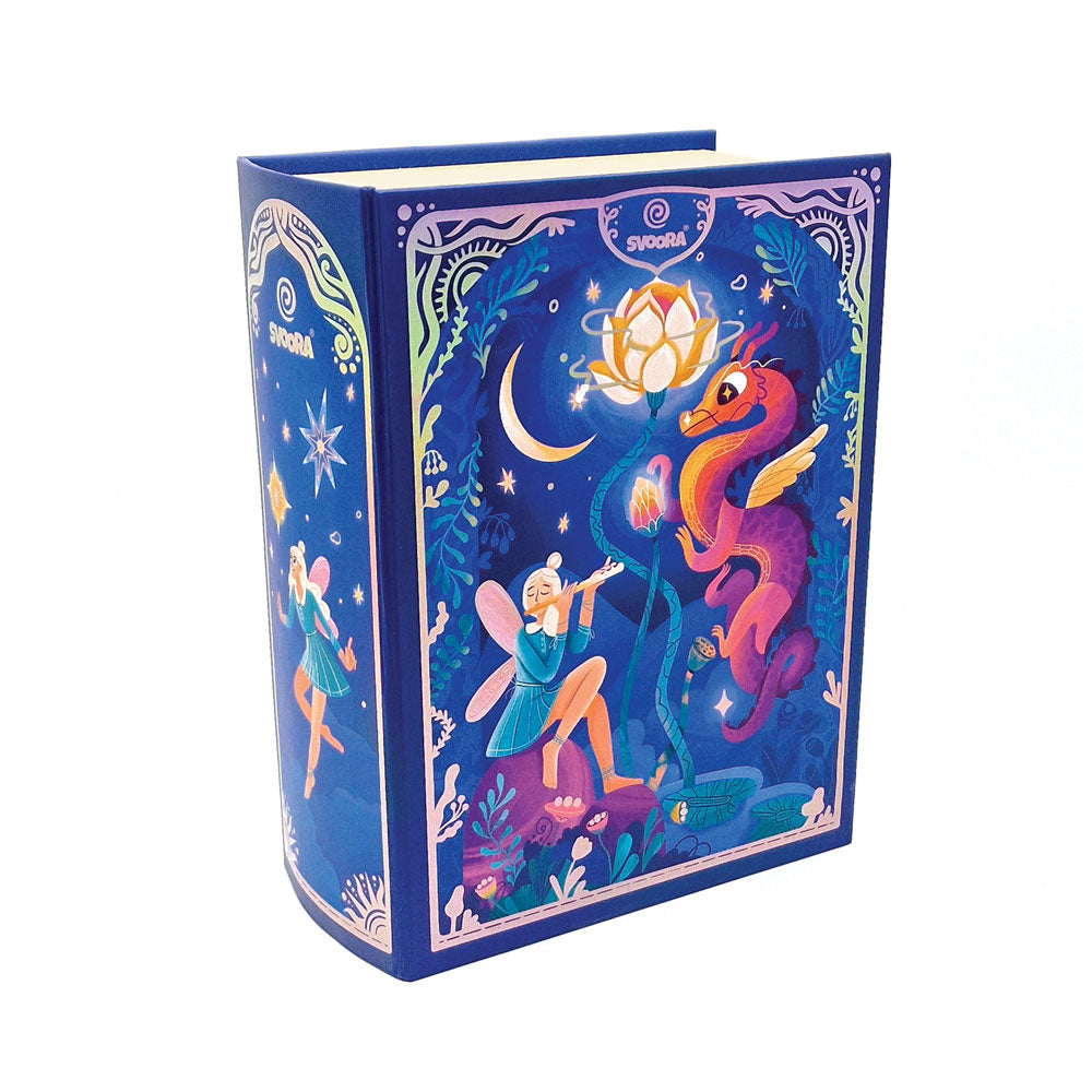 Svoora Musical Jewelry Book 'Dragon Girl' with Drawers, Music, Wide Mirror & Ring Holder