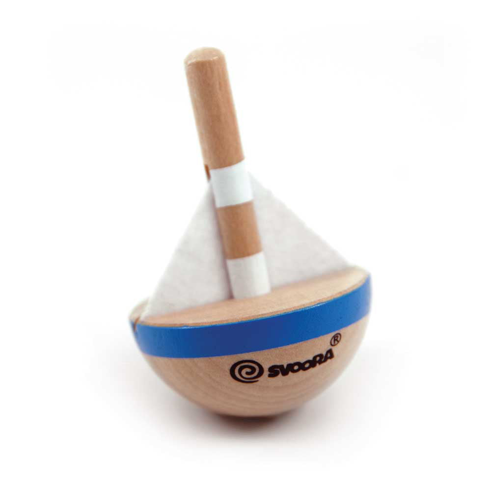 Svoora Set 2 Wooden Spinning Tops 'Island Breeze' Boat & Chapel