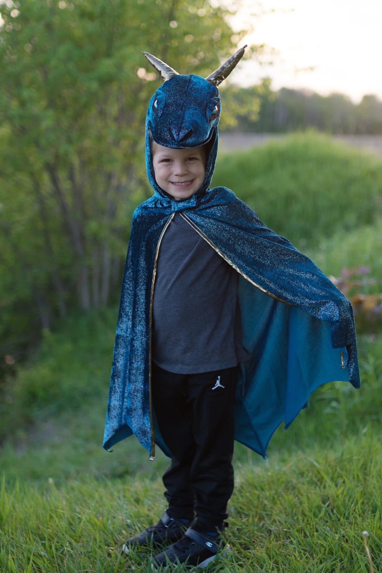 Starry Night Dragon Costume Cape For Kids 7-8