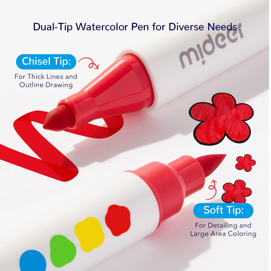 Dual-Tip Washable Marker - 12 Colors, Mideer