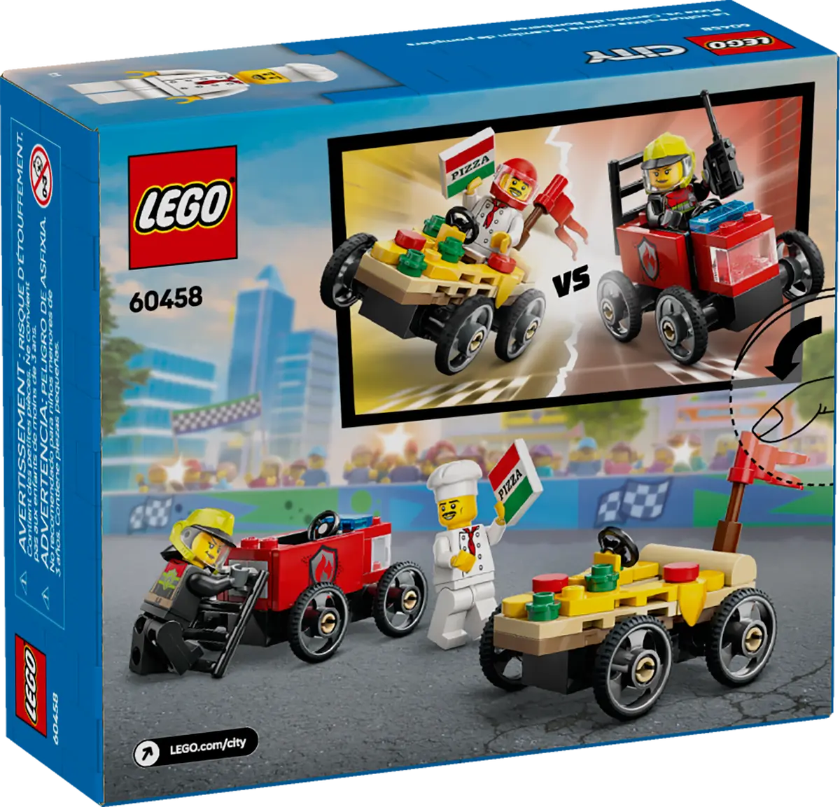 LEGO City Pizza vs. Fire Truck Race Car Pack 60458
