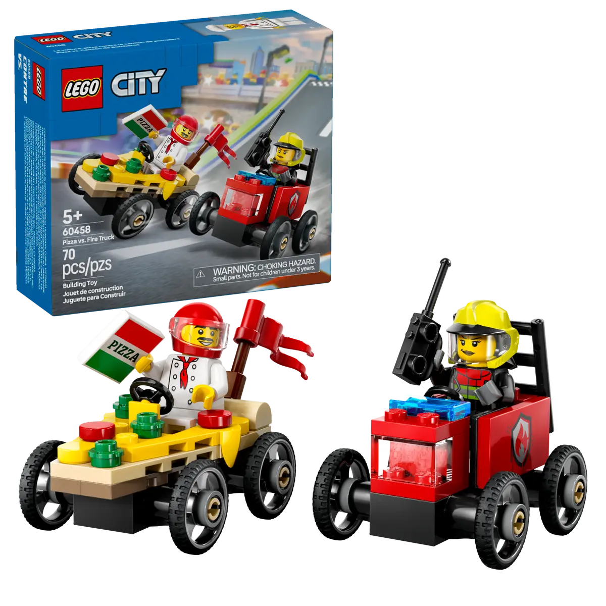 LEGO City Pizza vs. Fire Truck Race Car Pack 60458