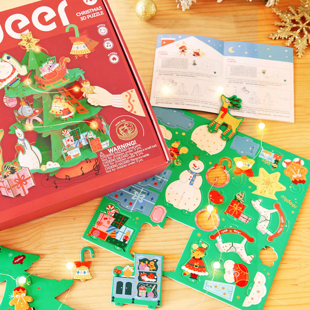 Christmas Rotating Music 3D Puzzle - Busy Christmas Workshop, Mideer