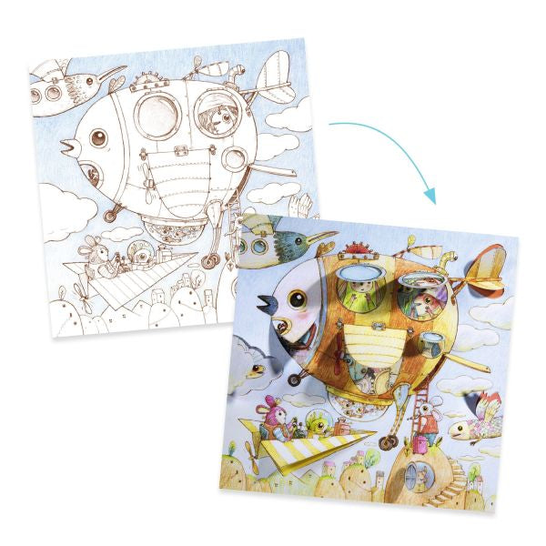 Malo’s trip, Little doors coloring sheets, Djeco
