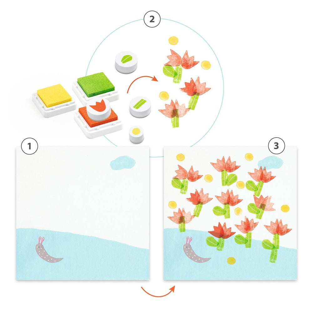Djeco Flowers stamping set