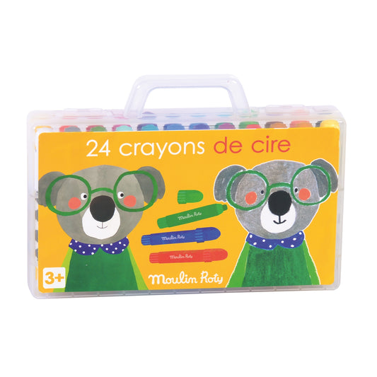 Box of 24 wax crayons Les Popipop, Moulin Roty