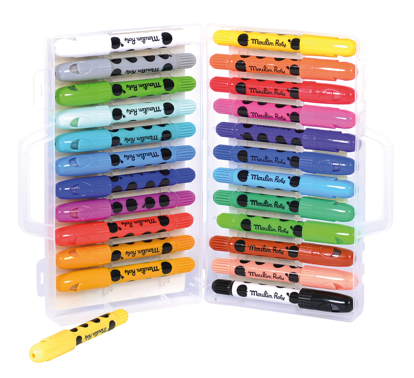 Box of 24 wax crayons Les Popipop, Moulin Roty