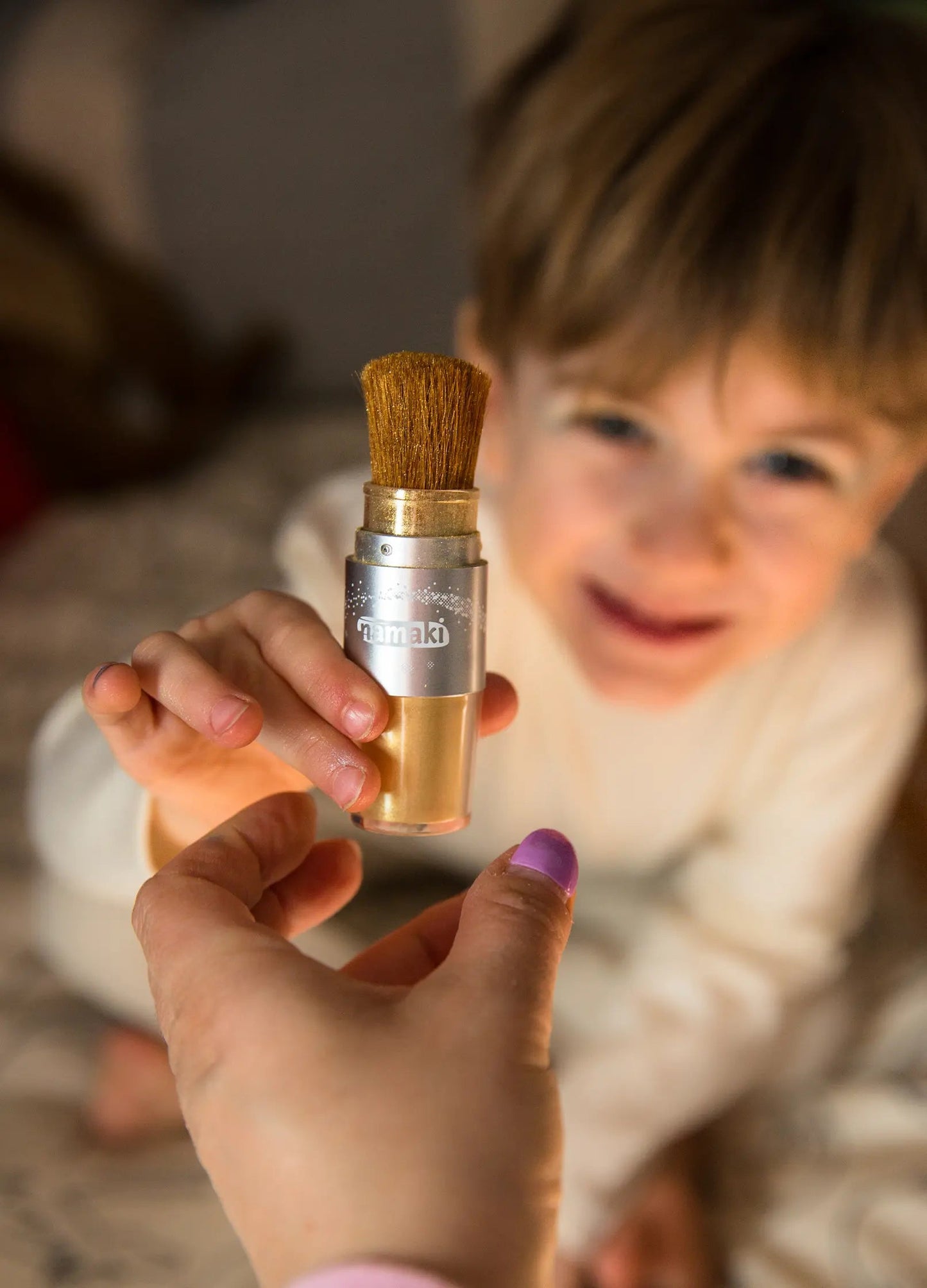 Magical brush & Sparkling powder Gold, Kids Makeup Set for Kids 3+