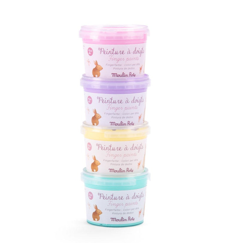 4 pastel finger paints Les Rosalies, Moulin Roty