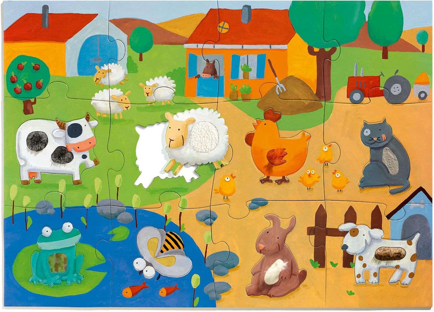 Djeco Giant puzzles Tactile farm puzzle - 12+8pcs