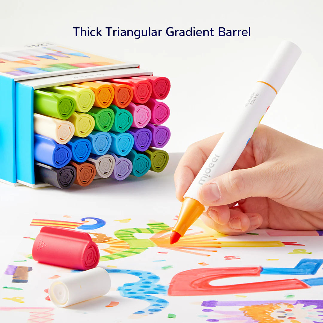 Dual-Tip Washable Marker - 12 Colors, Mideer