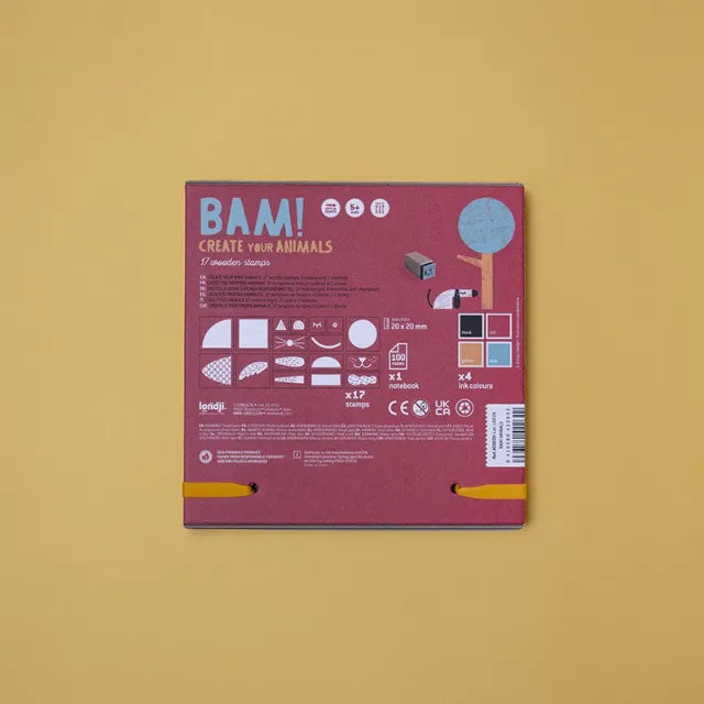 Bam! Create Your Animals: Wooden Stamp Set for Kids 5+