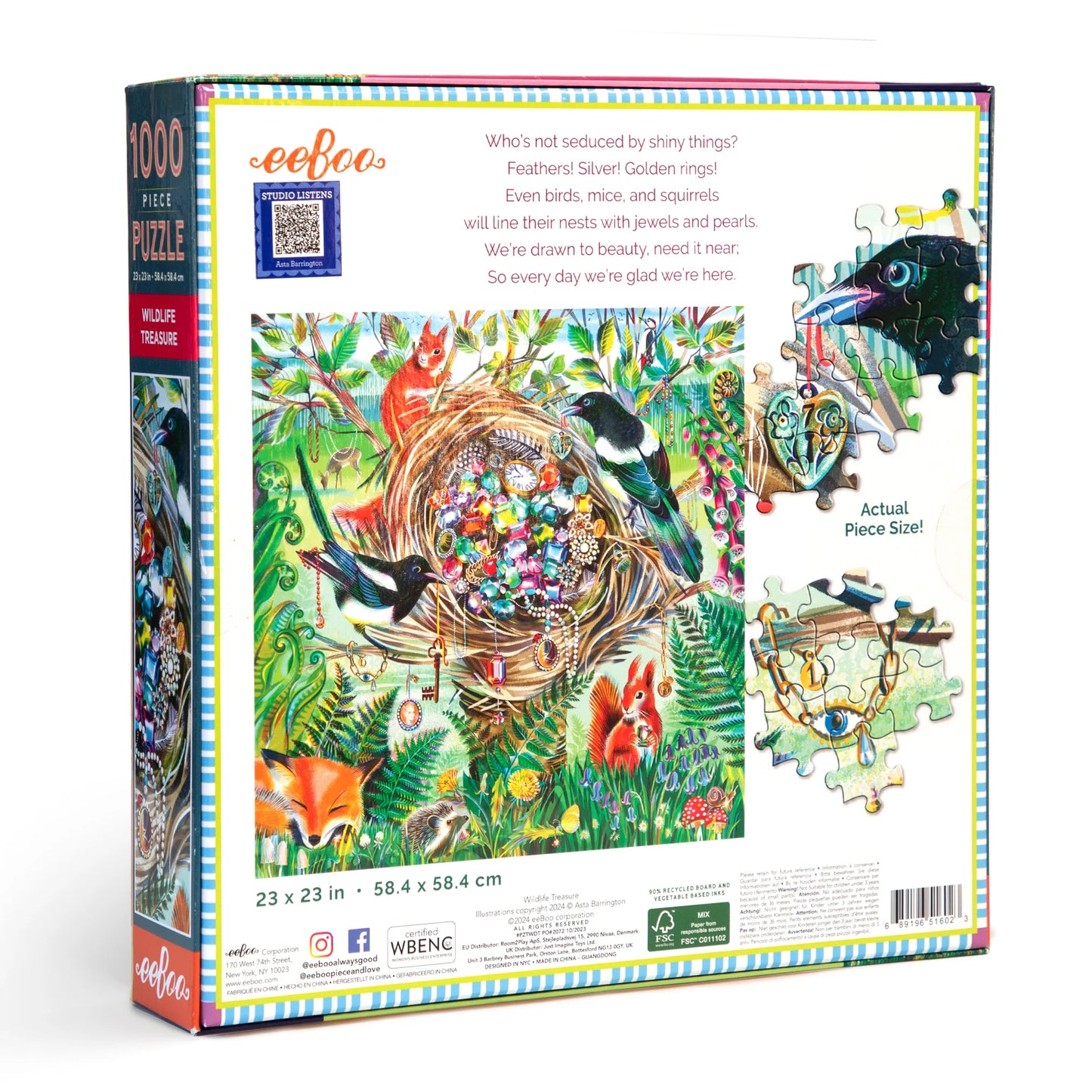 PUZZLE WILDLIFE TREASURE 1000PCS, eeBoo