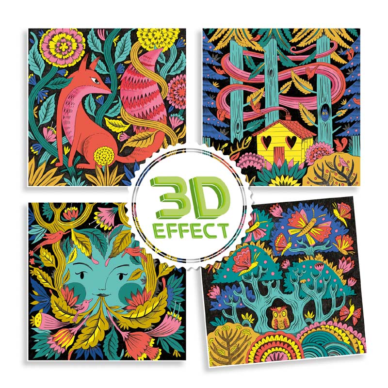 Design For older children - Felt tips Fantasy forest 3D, Djeco