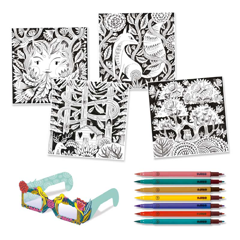 Design For older children - Felt tips Fantasy forest 3D, Djeco