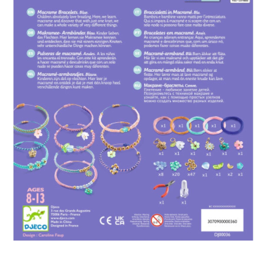 DIY Jewelry Kit 8+: Blue Macramé Bracelets, Djeco