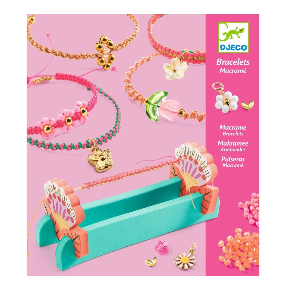 DIY Jewelry Kit 8+: Pink Macramé Bracelets, Djeco