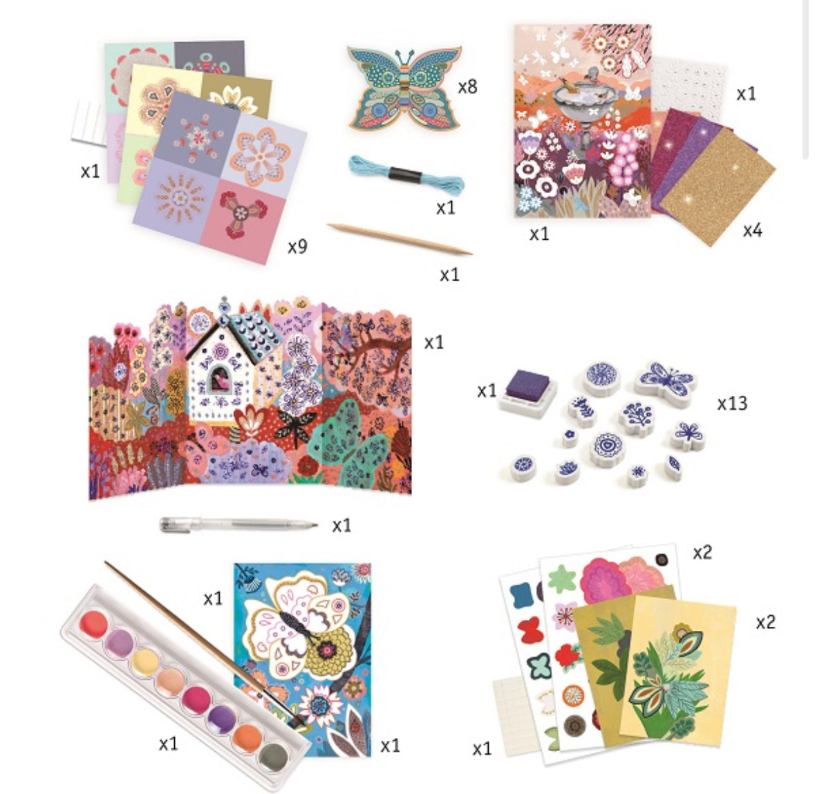 Djeco The flower garden, 6 in 1 Creative activities