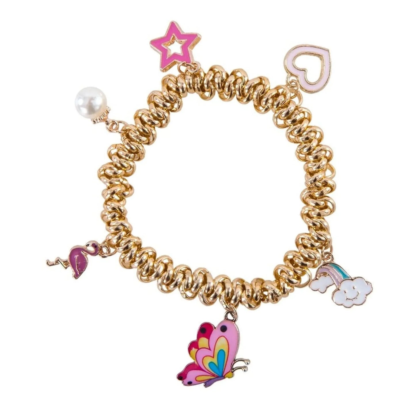 Charm-ed and Chain Gold Tone Bracelet For Kids 3+