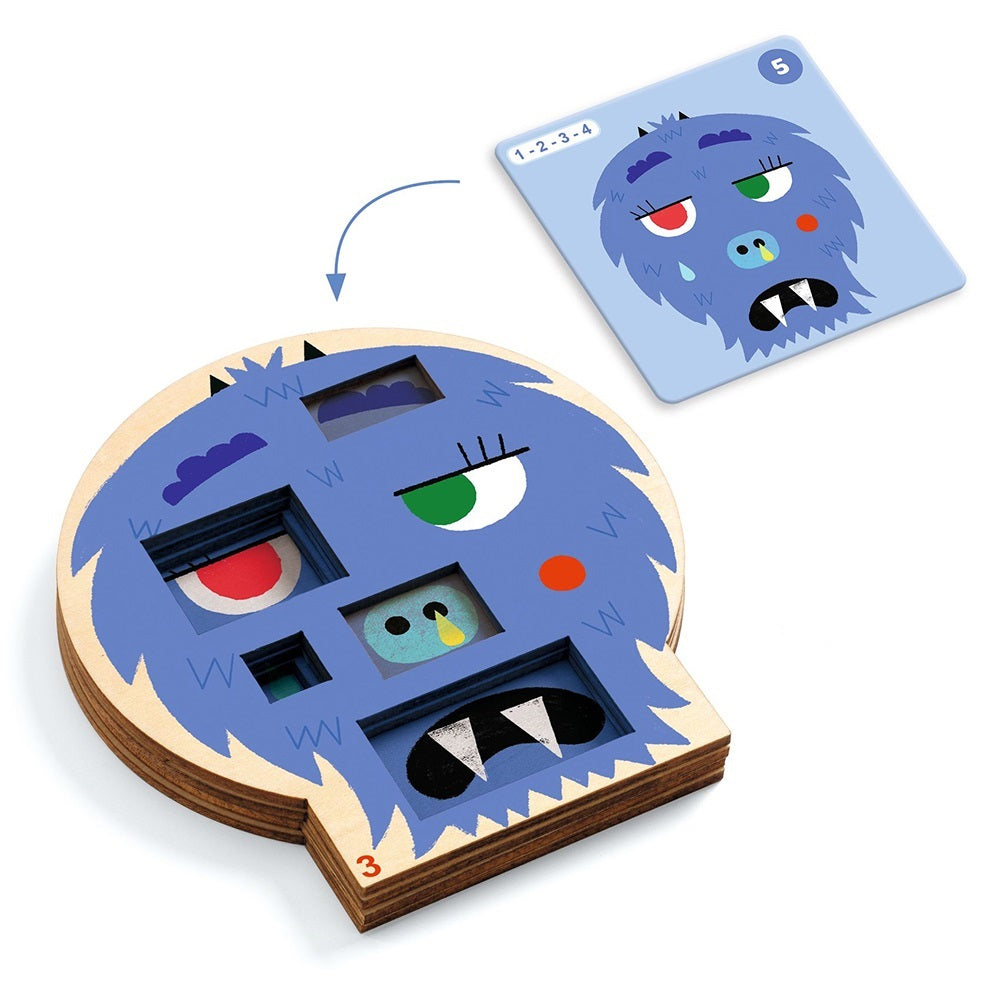 Crazy Faces, SOLOGIC Brainteaser, 5+, Reconstruct Monster Faces 40 Challenges