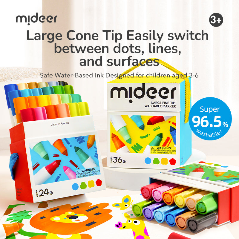 Large Fine-Tip Washable Marker - 24 Colors, Mideer