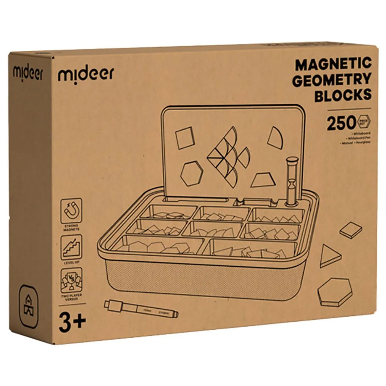 Magnetic Wooden Geometry Blocks 250pcs, Mideer