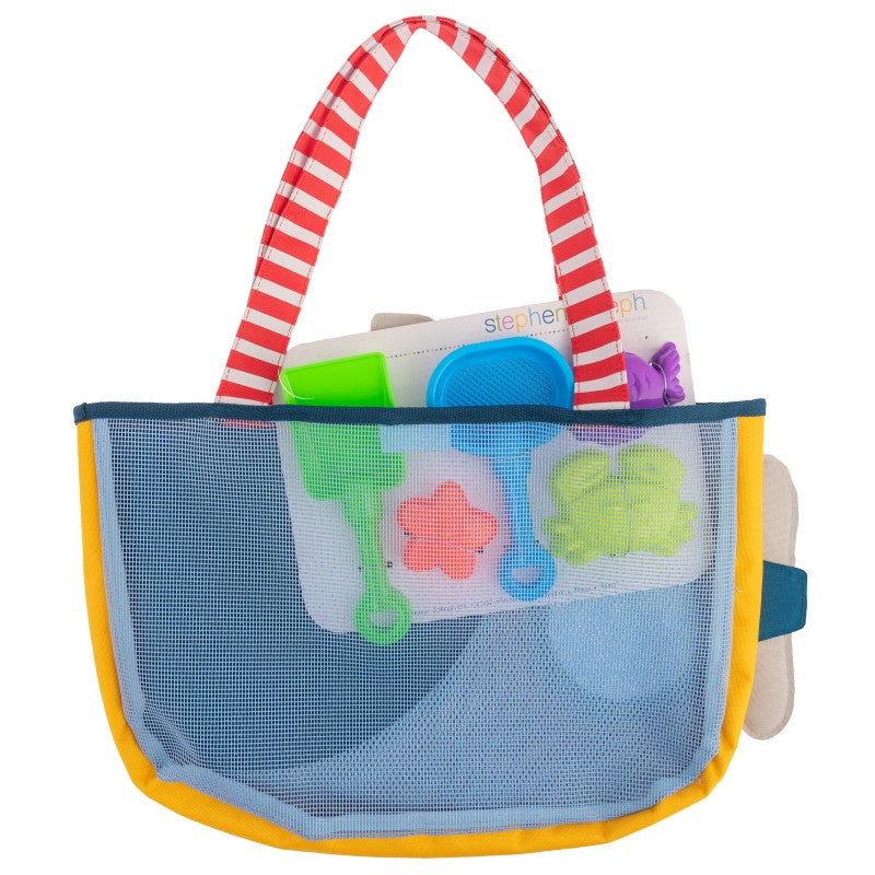BEACH TOTE WITH TOY PIRATE DOG