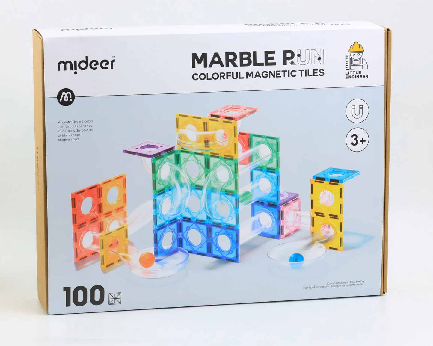 Colorful Magnetic Tiles - Marble Run 100PCS, Mideer