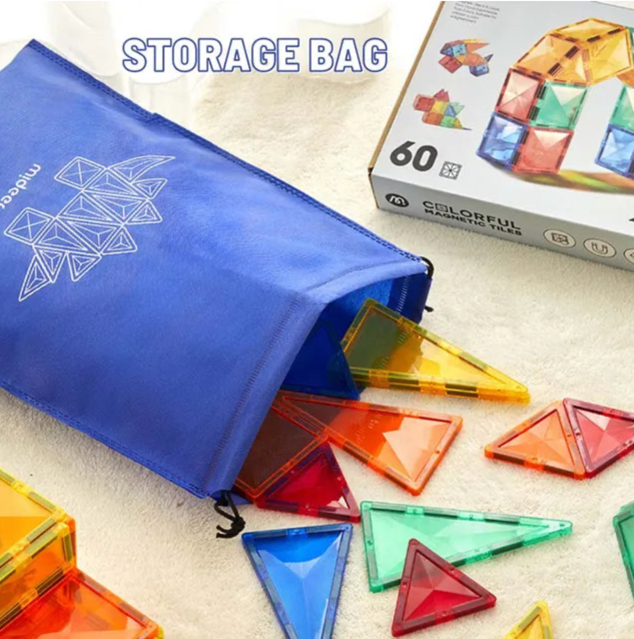 Colorful Magnetic Tiles - Marble Run 100PCS, Mideer