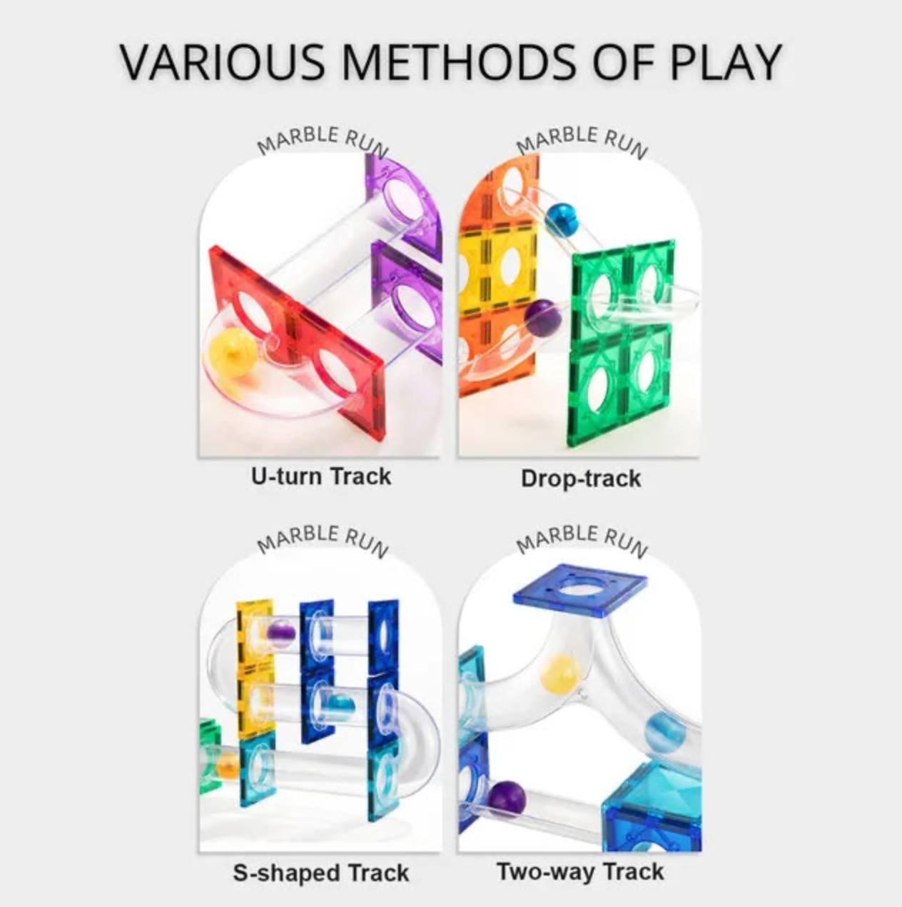 Colorful Magnetic Tiles - Marble Run 100PCS, Mideer