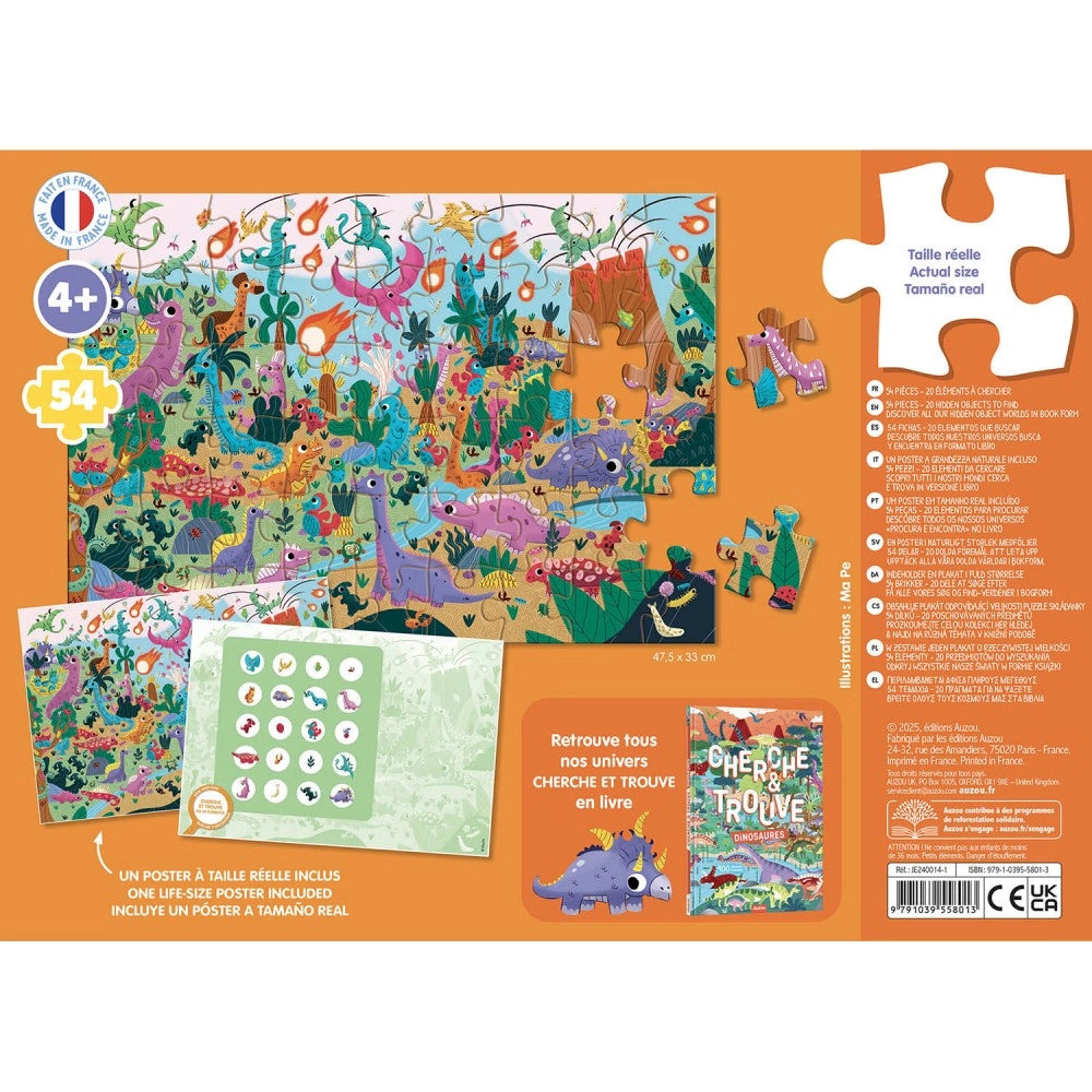 Seek and Find Puzzle 54 pcs: Dinosaurs, AUZOU