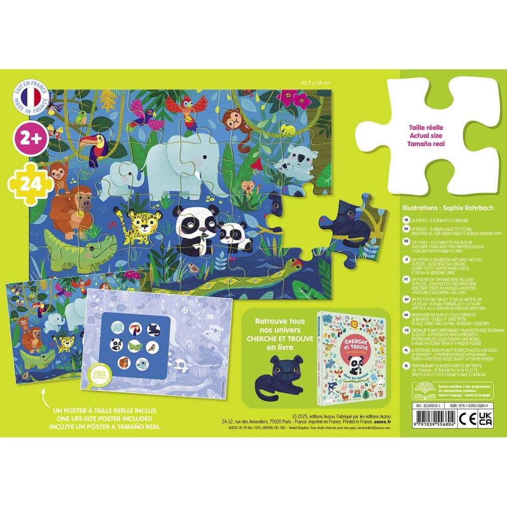 Seek and Find Puzzle for the Little Ones 24 pcs: Animals, AUZOU