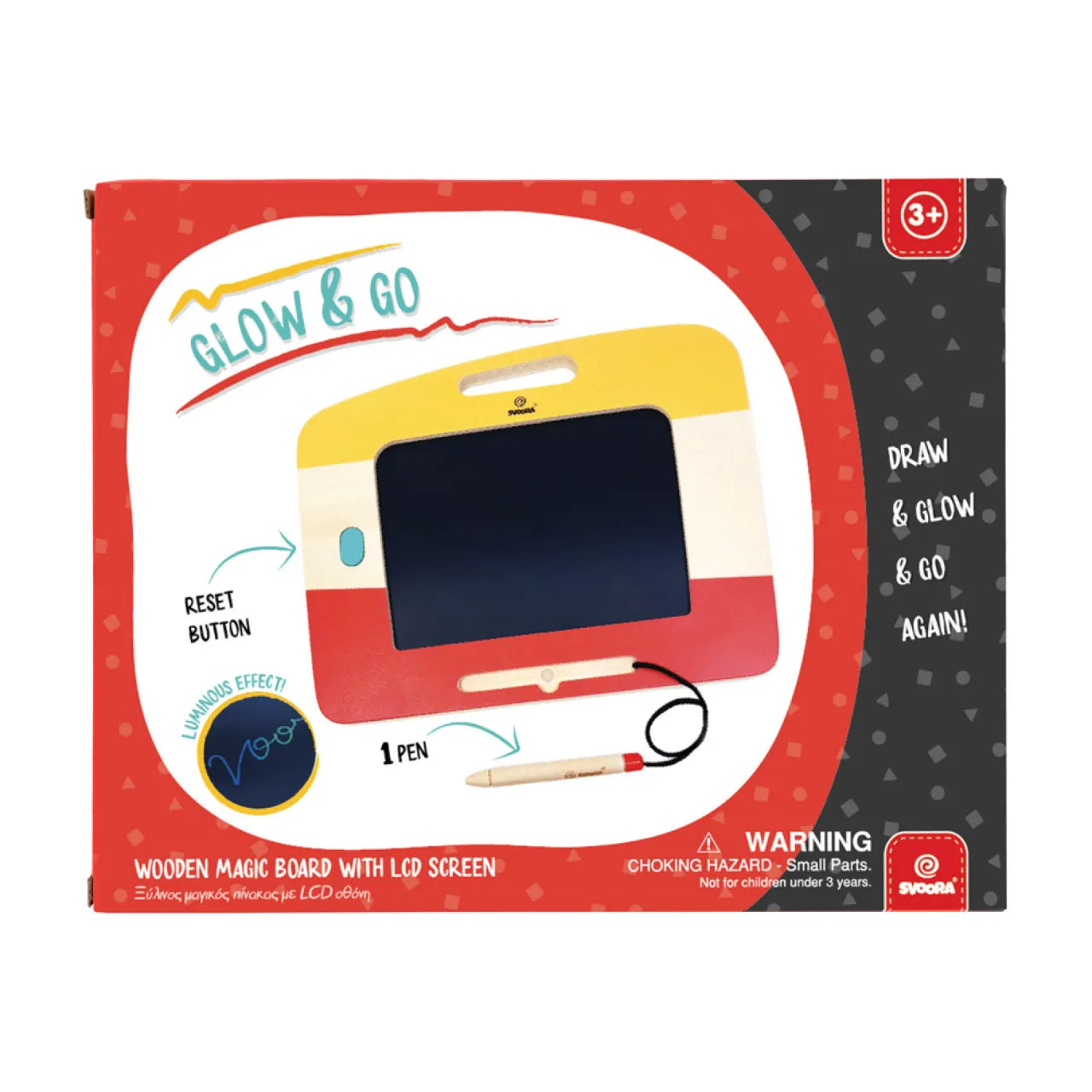 Glow and Go, Wooden Magic LCD Drawing Board, For Kids 3+
