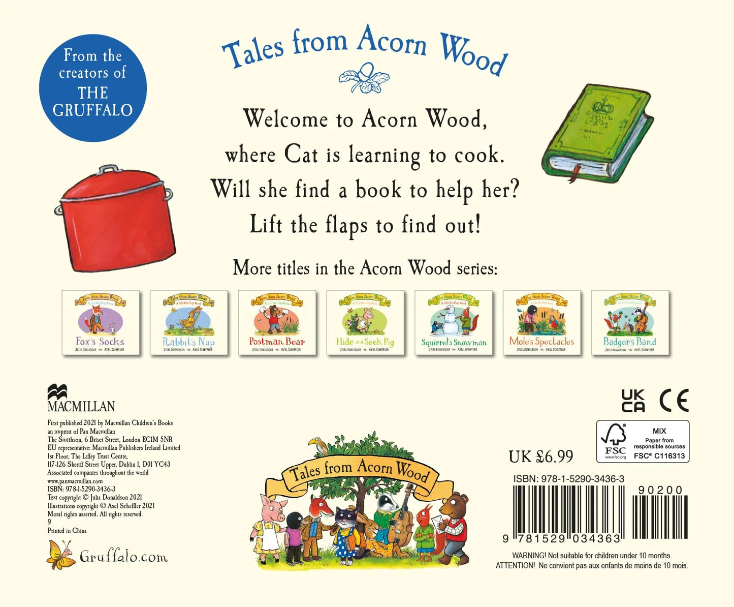 Tales from Acorn Wood: Cat’s Cookbook, Lift-the-Flap Board Book for Kids 1+, Julia Donaldson, English Language